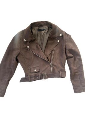 Talula Brown Suede Moto Jacket